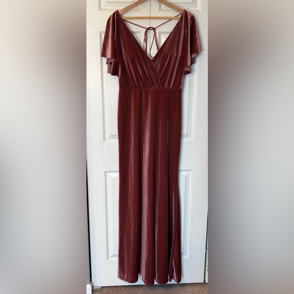 Jenny Yoo Ellis English Rose‎ Velvet Maxi Dress
